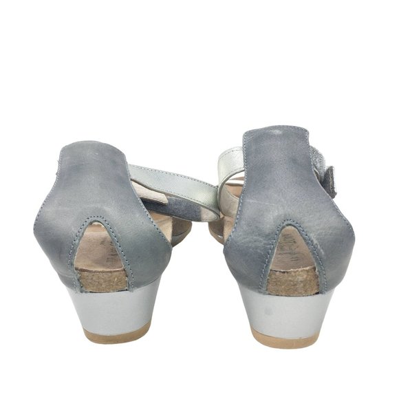 Naot Pixie Leather Wedge Ankle Strap Sandals White Silver EU 41 US 10-10.5 - Picture 7 of 15